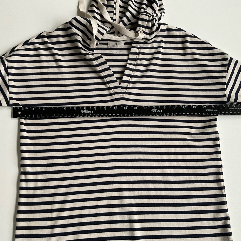 Lou & Grey Cotton Striped Hooded Pullover XS Coastal Preppy Nautical Oversized - Picture 9 of 11